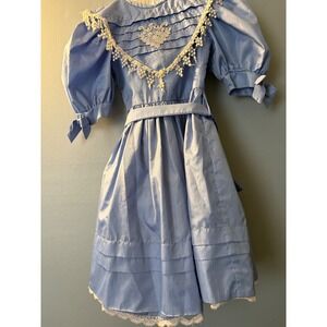 Vintage Girls Heirloom Style Portrait Dress Blue Taffeta & Lace AS IS Project PC